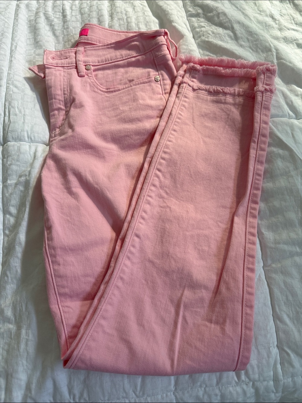 Lily Pulitzer Pink Skinny Jeans with Frayed Hem